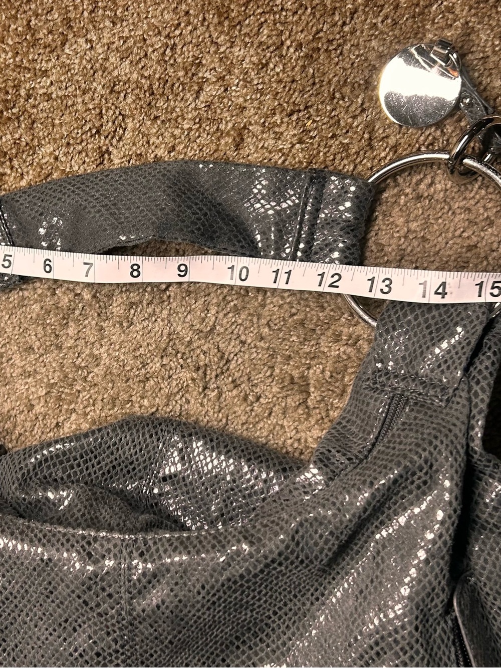 Jenifer Lopez Shimmery Black Hobo Bag with Silver Rings-Great Purse ! Sexy! - Picture 10 of 12